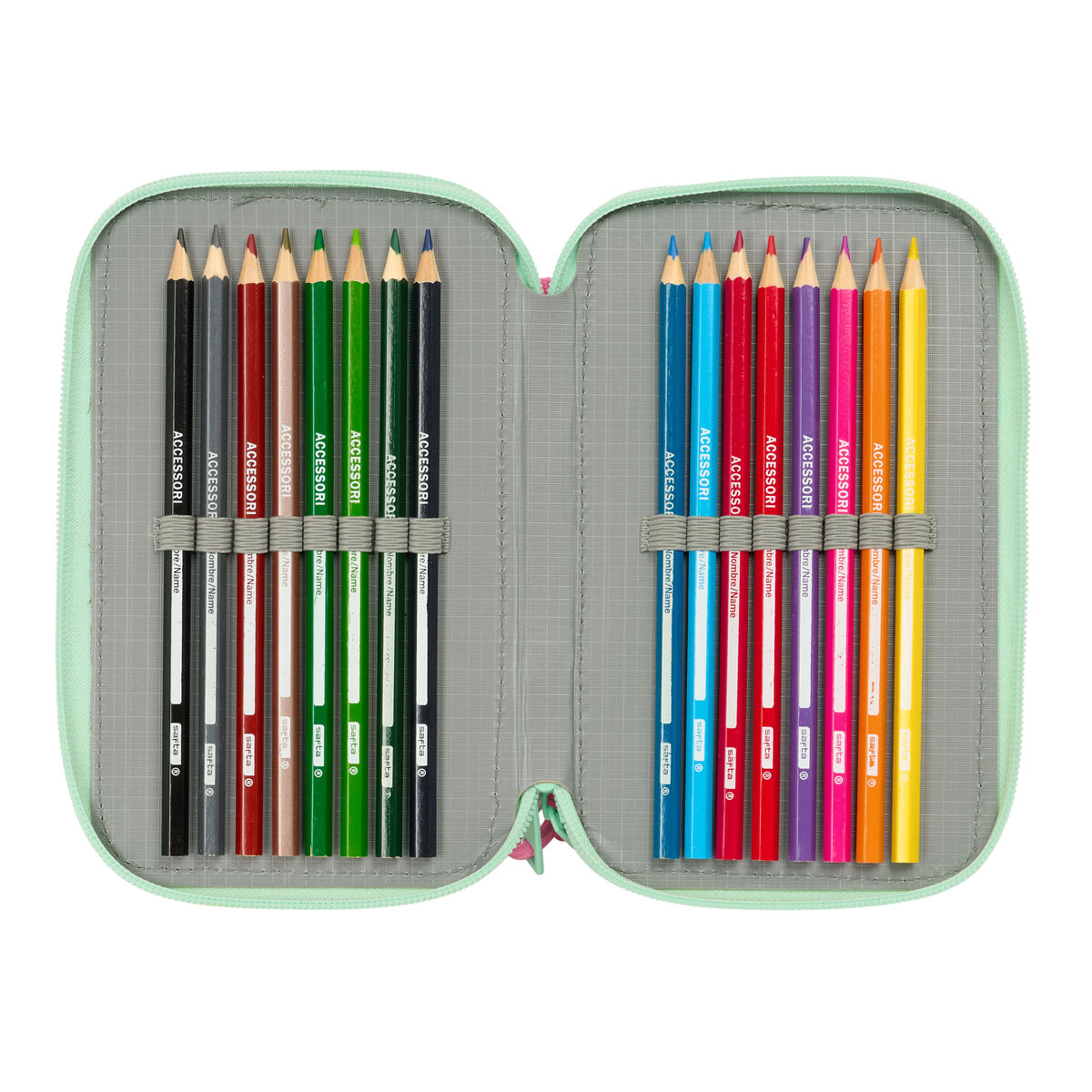 Estuche Escolar con Accesorios Disney Princess Bloom Rosa Aguamarina 12,5 x 19,5 x 5,5 cm 37 Piezas