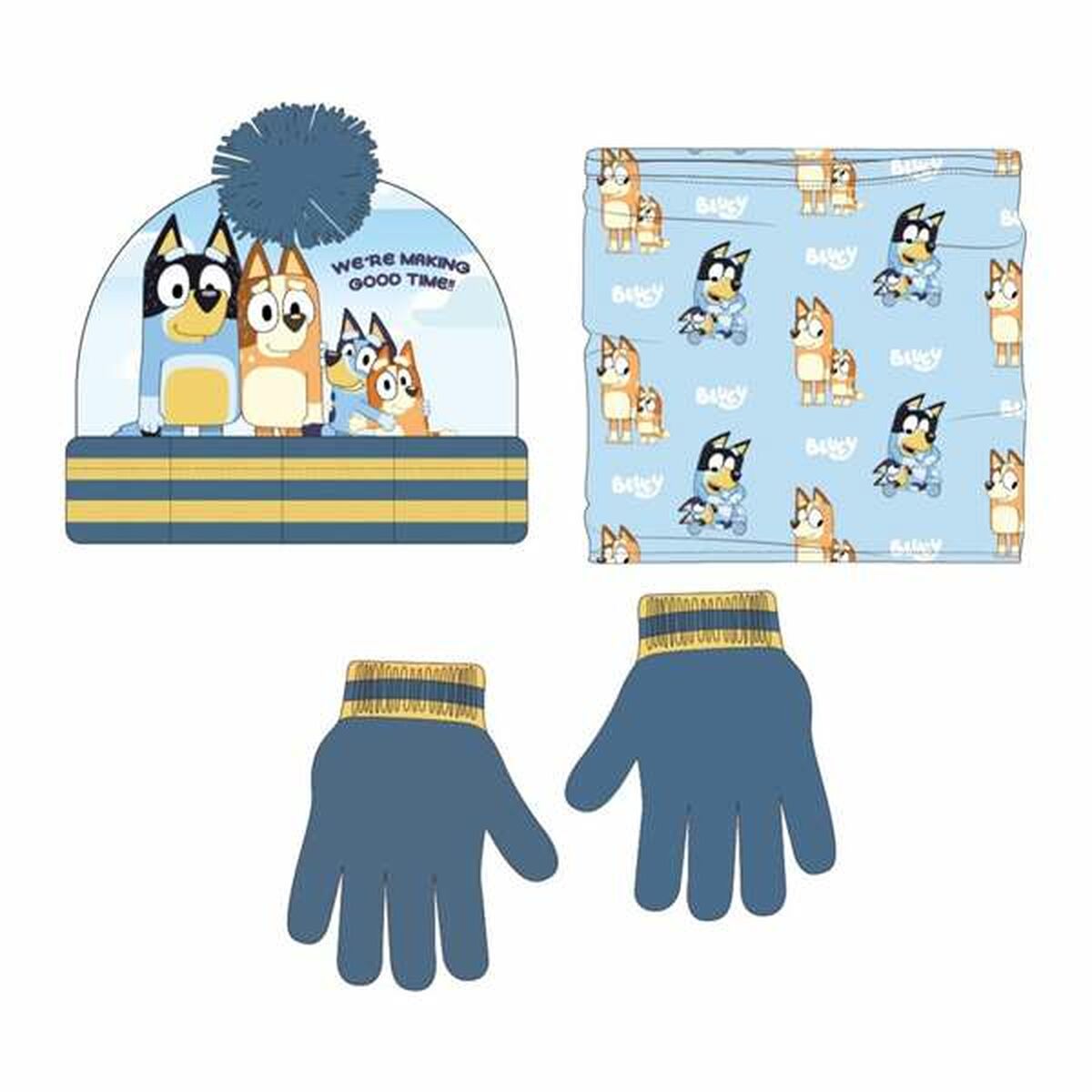 Gorro, Bufanda y Guantes Bluey 2-8 Años