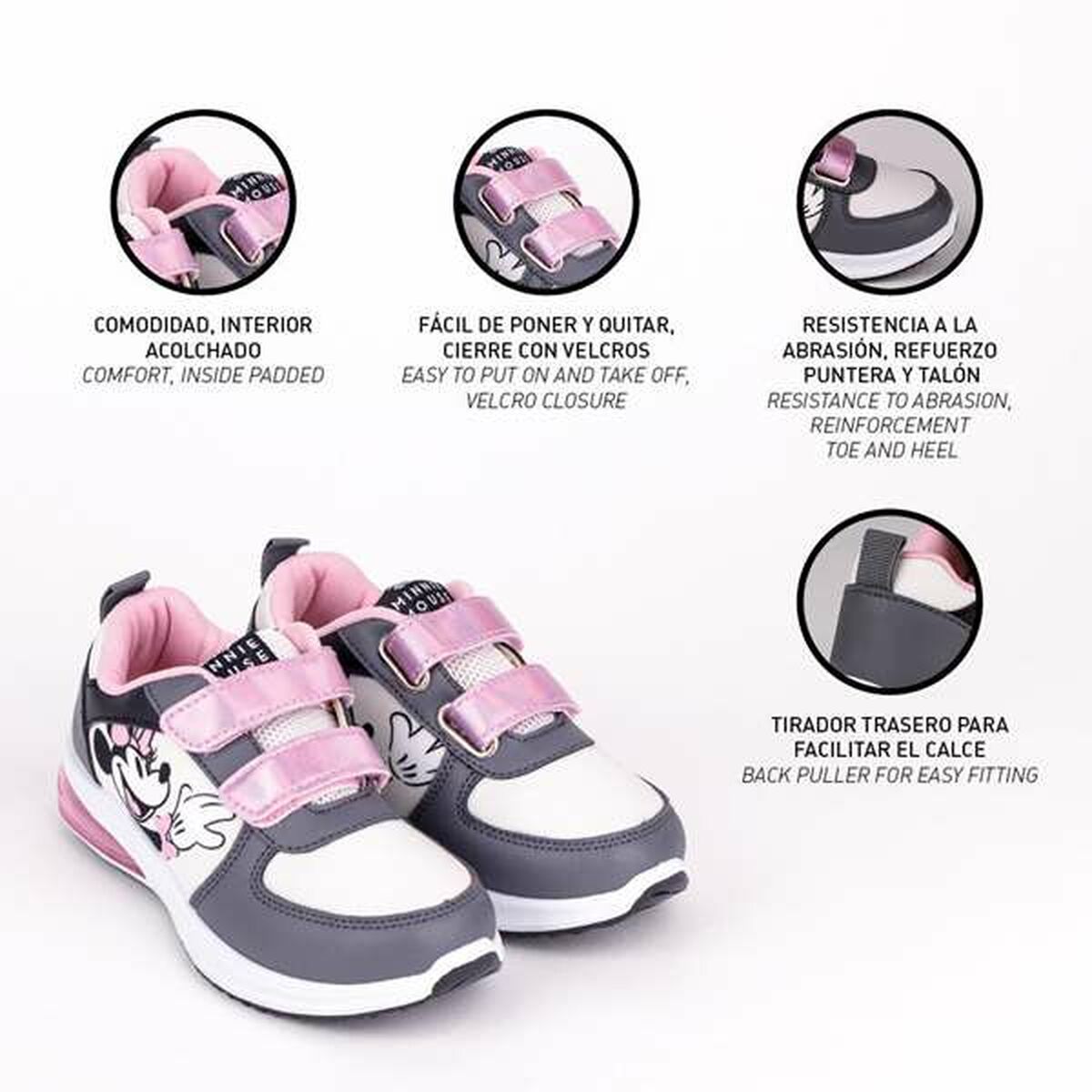 Zapatillas Deportivas Infantiles Minnie Mouse Gris