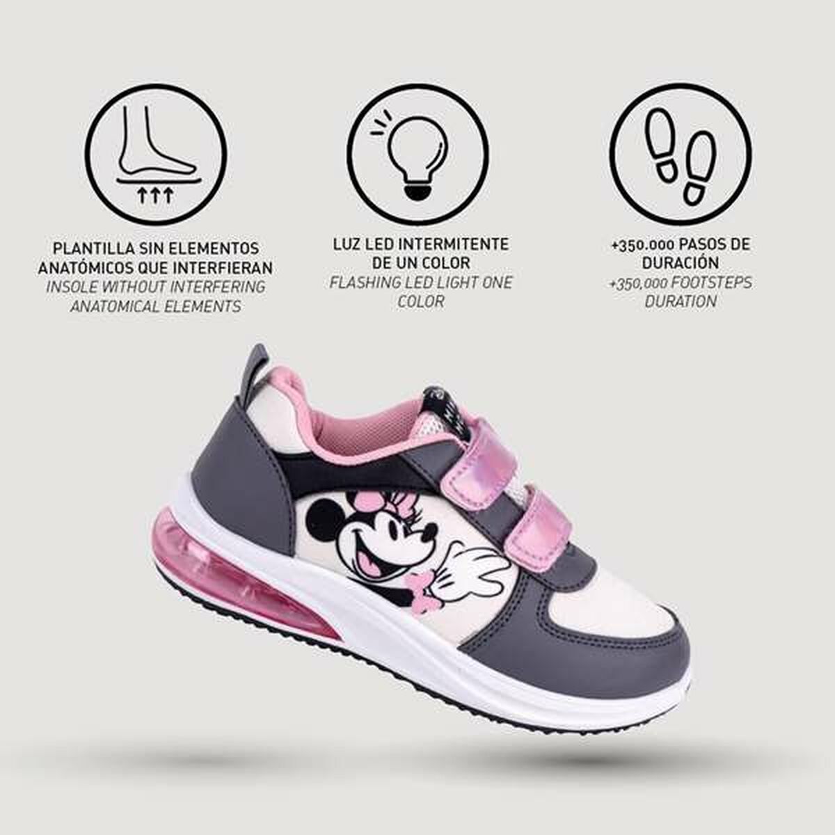 Zapatillas Deportivas Infantiles Minnie Mouse Gris