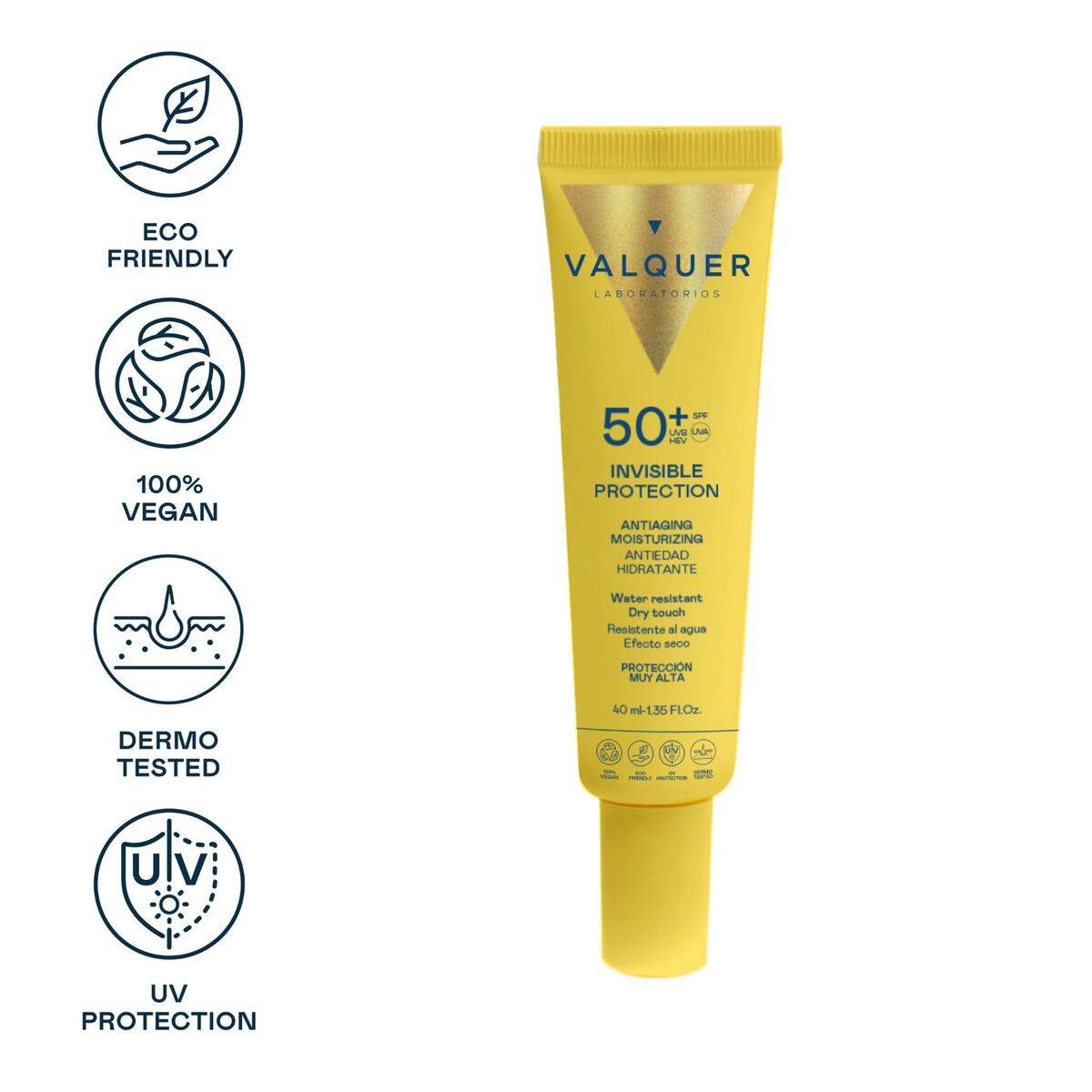Protector Solar Facial Valquer Spf 50 40 ml Blanco