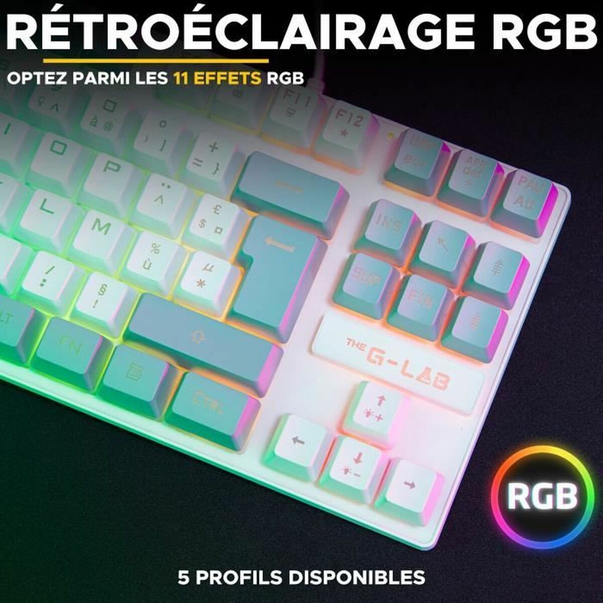 Teclado The G-Lab KEYZ CAESIUM Gris Azerty Francés