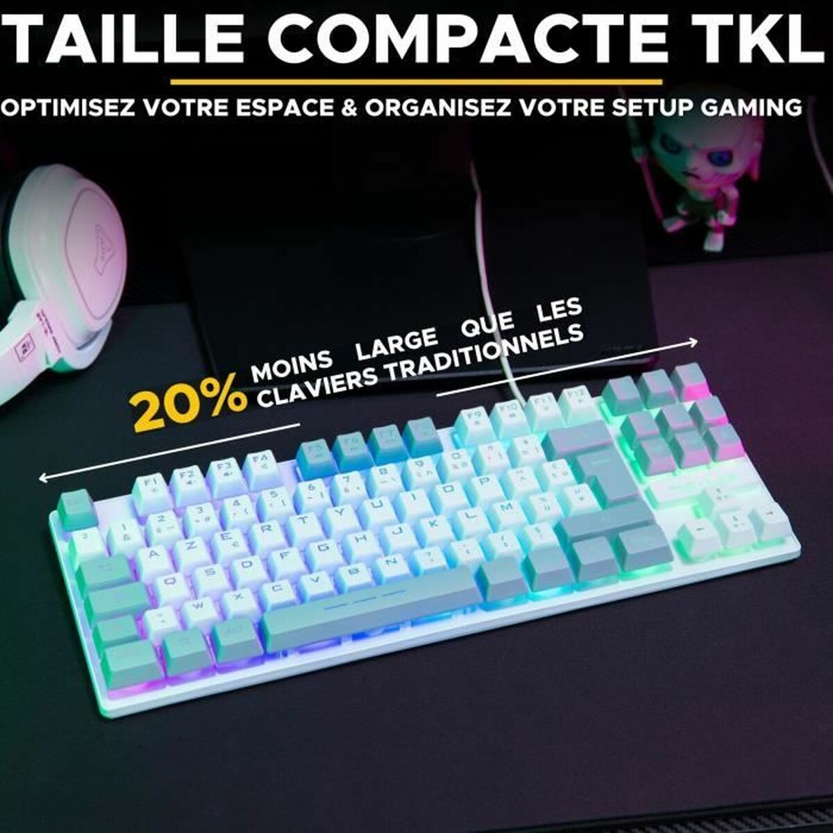 Teclado The G-Lab KEYZ CAESIUM Gris Azerty Francés
