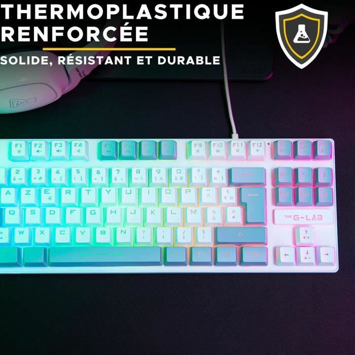 Teclado The G-Lab KEYZ CAESIUM Gris Azerty Francés