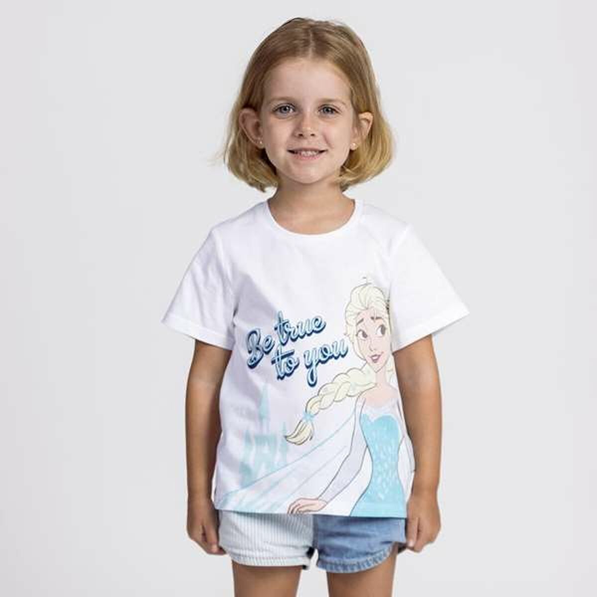 Camiseta de Manga Corta Infantil Frozen Blanco