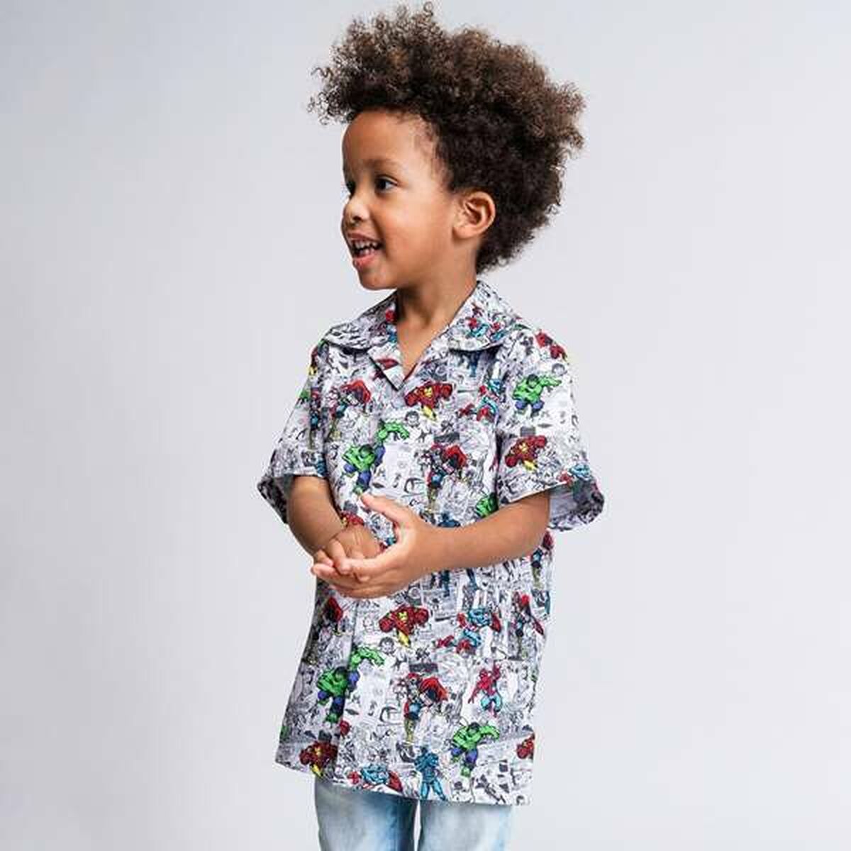 Camiseta de Manga Corta Infantil Marvel Gris claro