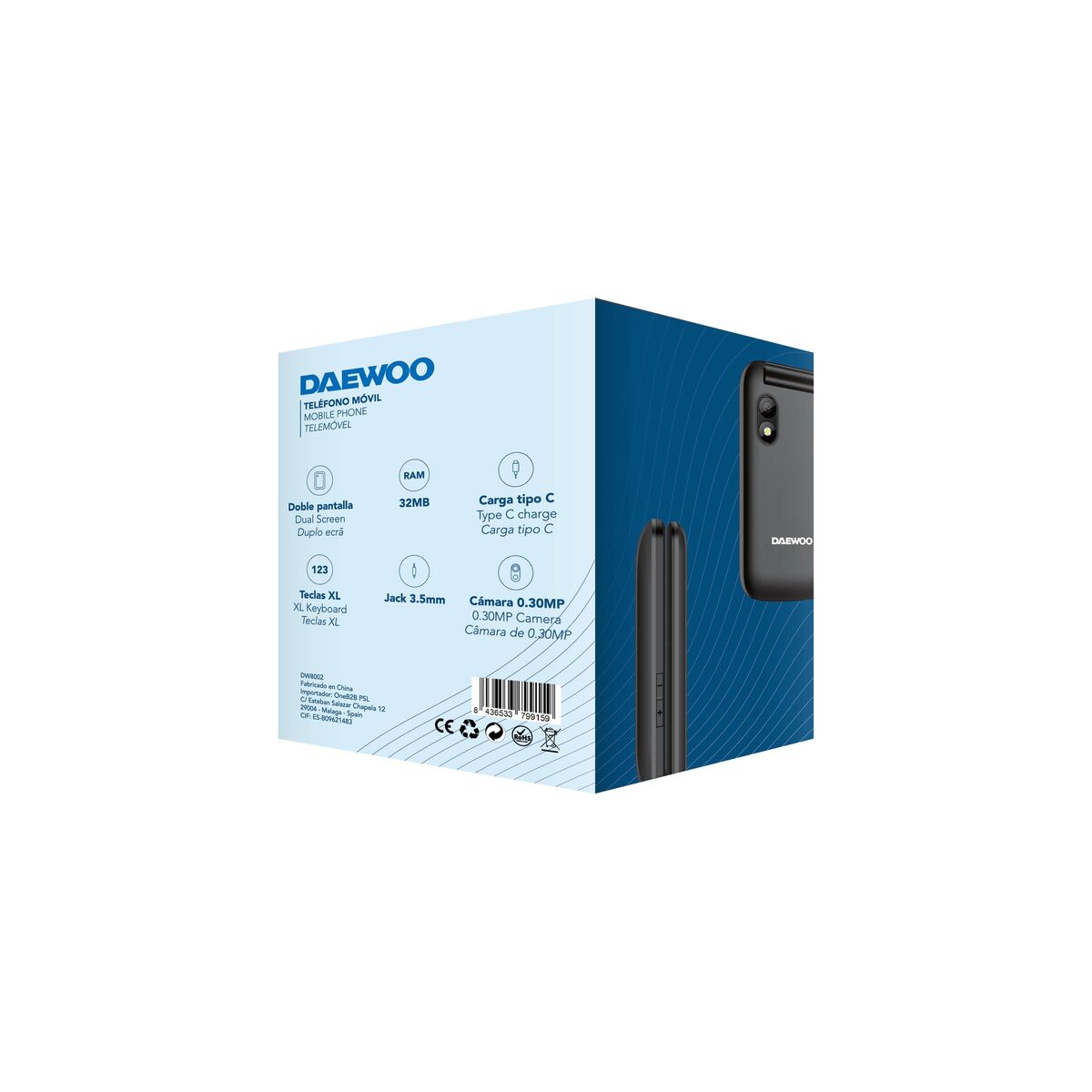 Teléfono Móvil para Mayores Daewoo 2,8" 32 GB Negro