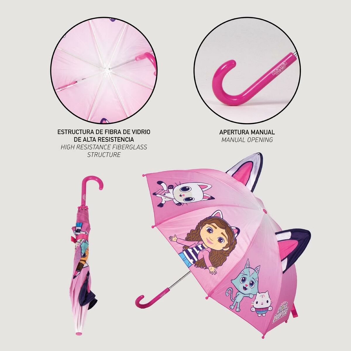 Paraguas Gabby's Dollhouse Fucsia