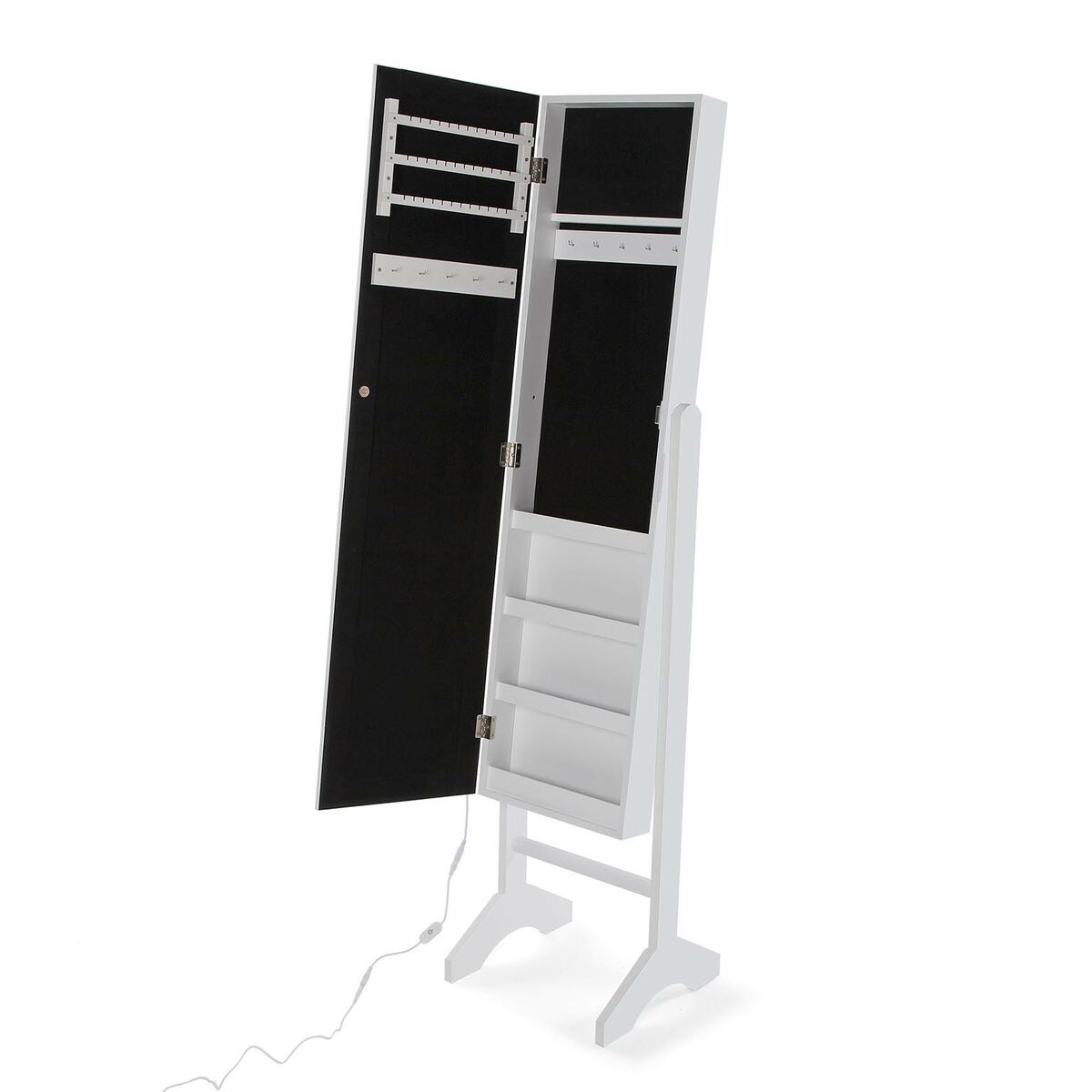 Espejo de pared Versa Blanco Espejo Madera MDF 35 x 153 x 35,2 cm Joyero de Pie