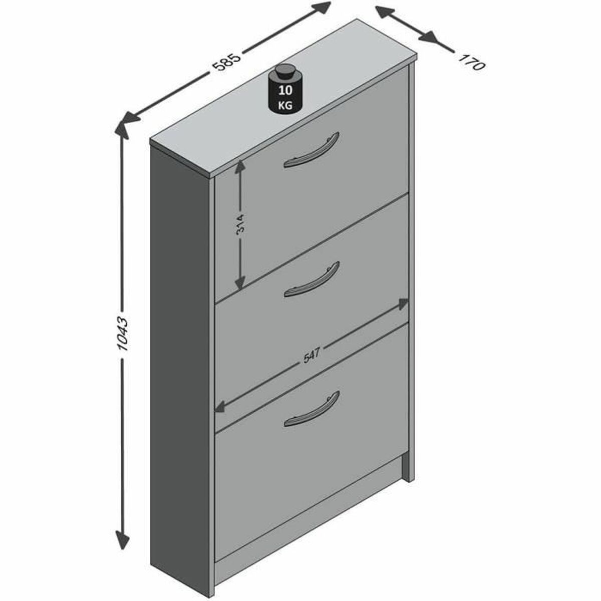 Zapatero FMD Blanco 58,5 x 104,5 x 17 cm