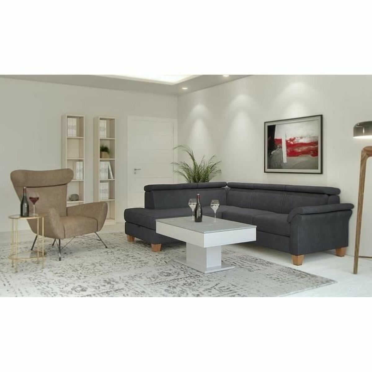 Mesa de Centro FMD Blanco Gris