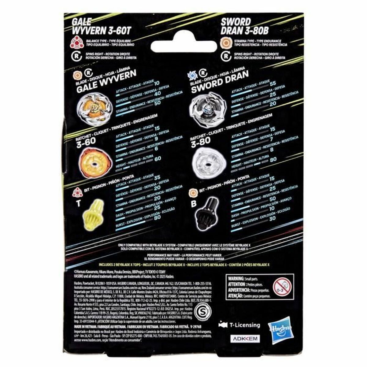 Juego de habilidad Hasbro Gale Wyvern 3-60T y Sword Dran 3-80B