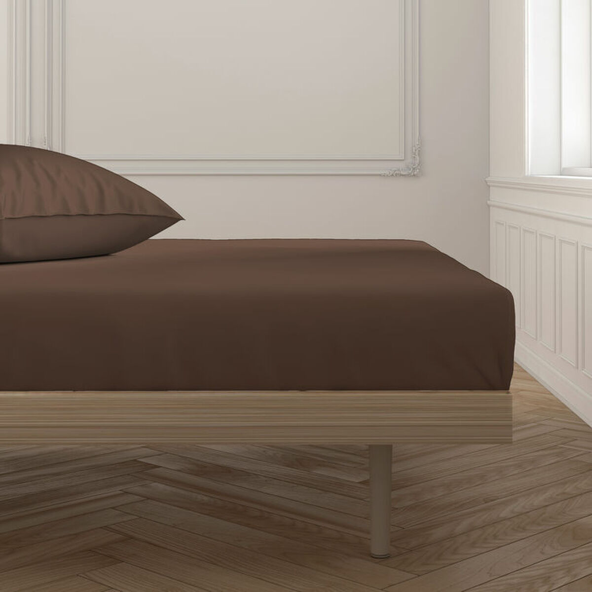 Sábana Bajera Ajustable Happy Home Marrón Cama de 120