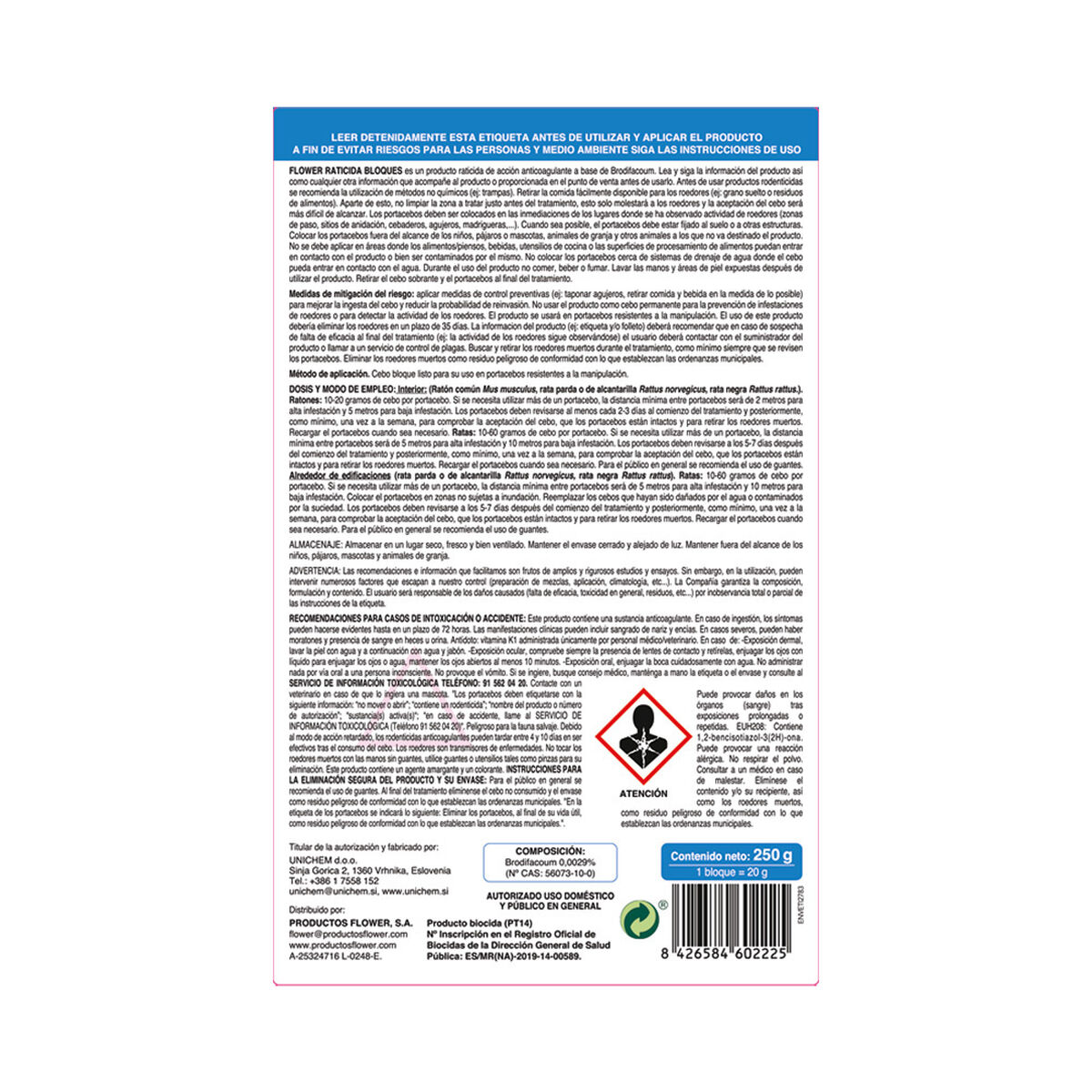 Raticida Flower 2 x 250 g