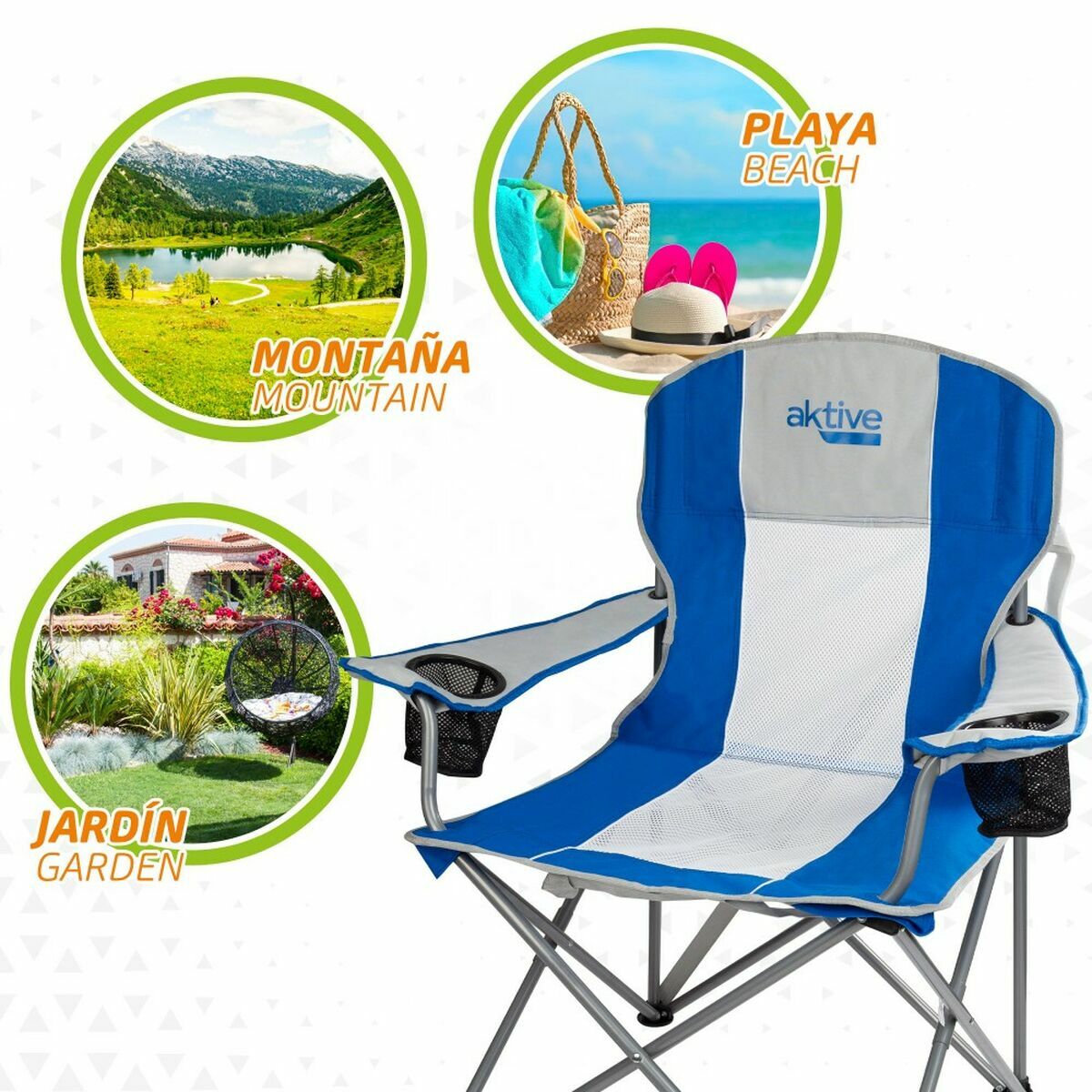 Silla Plegable Aktive 57 x 60 x 97 cm Azul