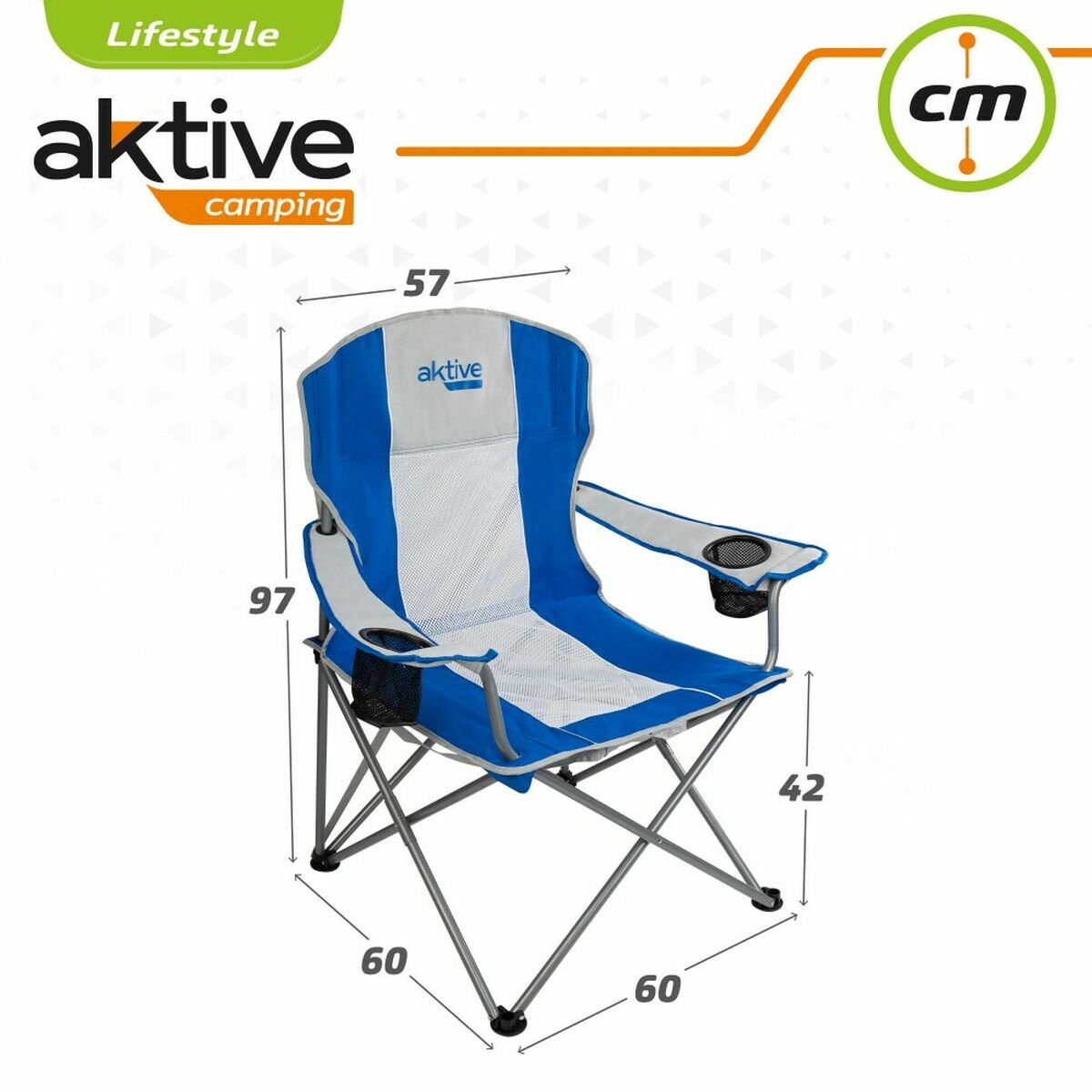 Silla Plegable Aktive 57 x 60 x 97 cm Azul