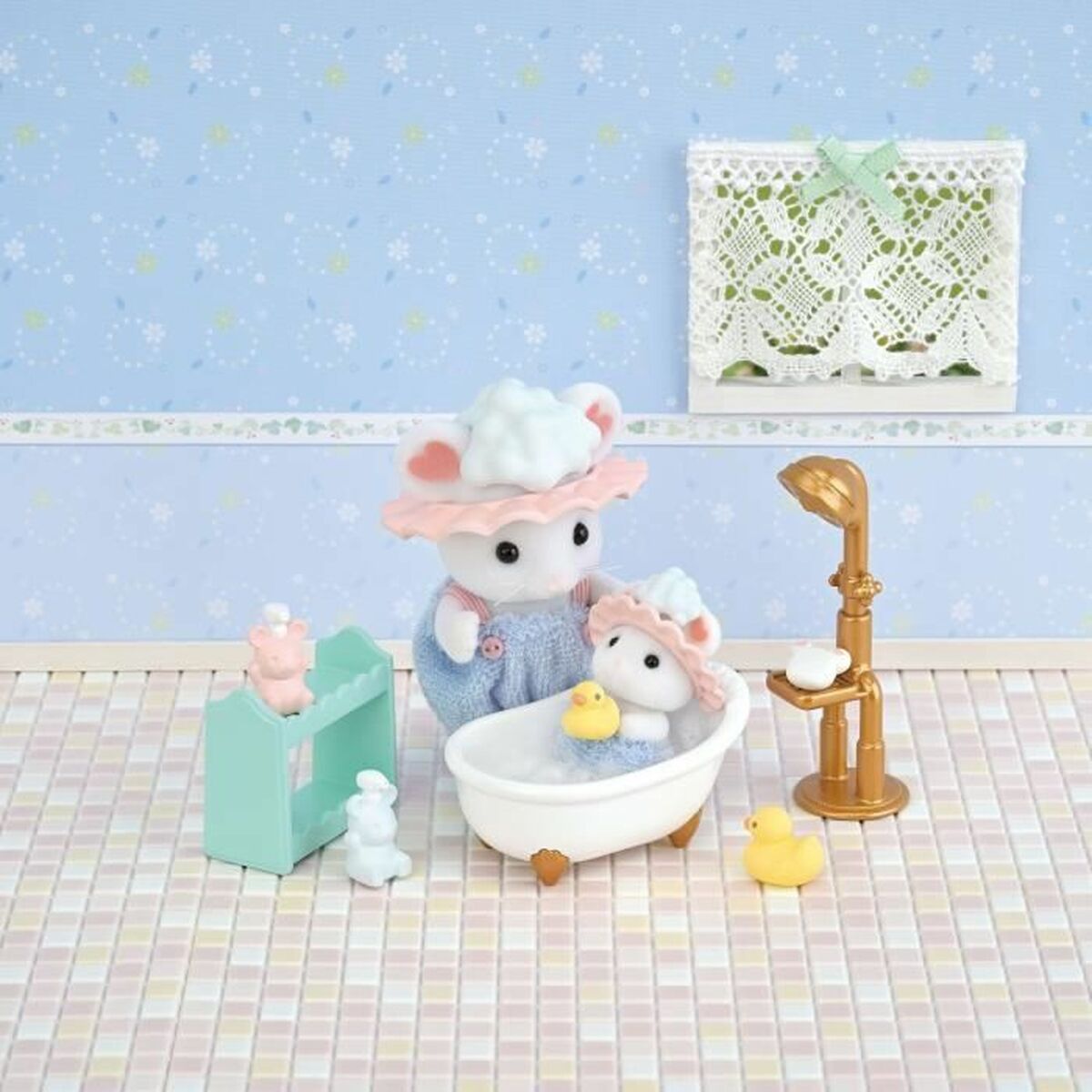 Figura Articulada Sylvanian Families Baño de malvaviscos de los hermanos ratones Animales