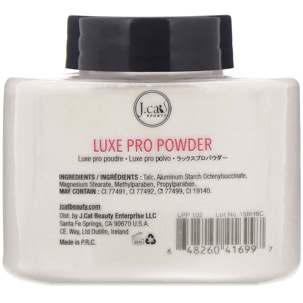 Polvos Fijadores de Maquillaje J.Cat LUXE PRO POWDER PEARL LUMINIZER 42 g