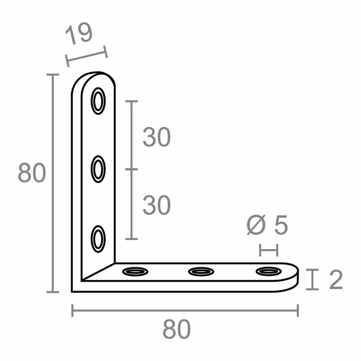Escuadra de ángulo EDM 86093 an24 Acero Inoxidable 8 x 8 x 1,9 cm 4 Unidades