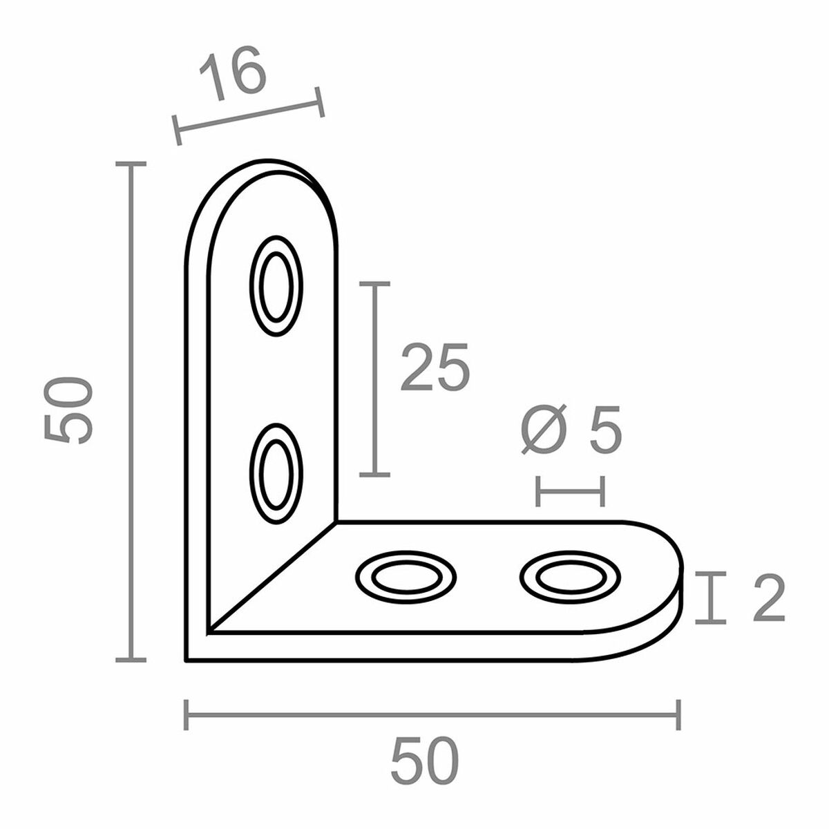Escuadra de ángulo EDM 86091 an24 Acero Inoxidable 5 x 5 x 1,6 cm 4 Unidades