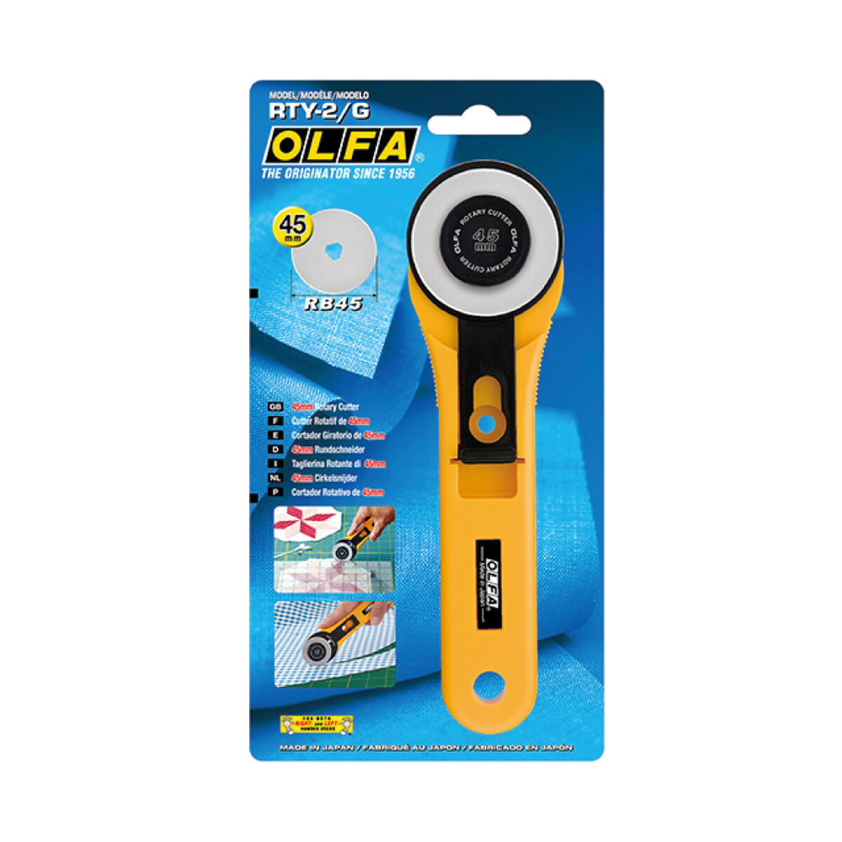 Cúter rotativo Olfa rty-2/g 45 mm Amarillo Acero Inoxidable Circular