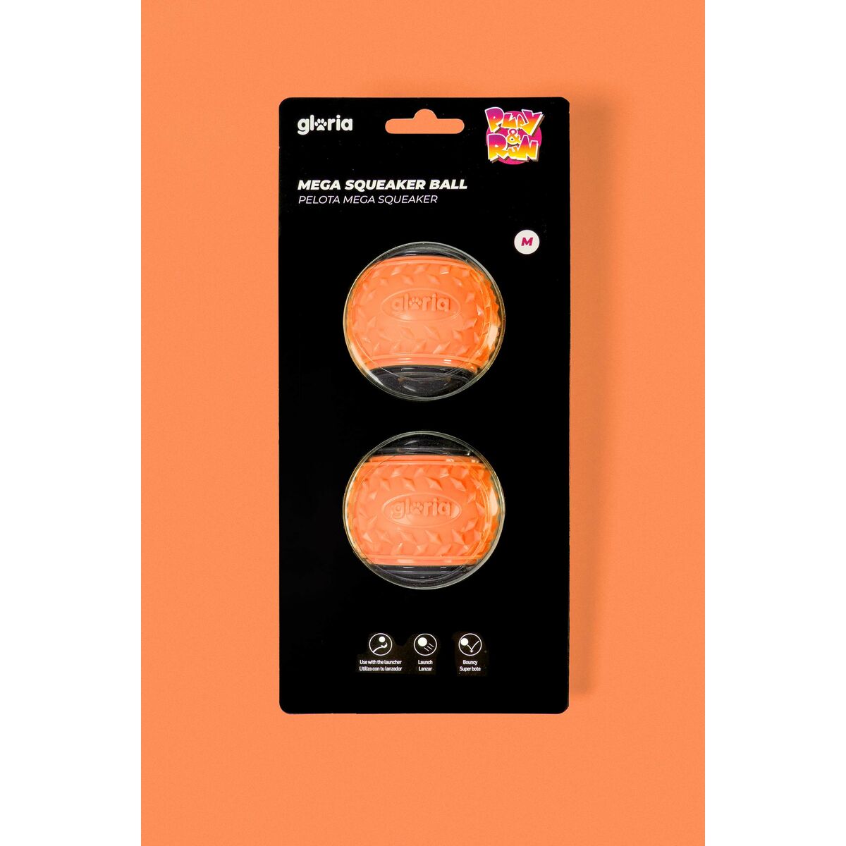 Pelota para Mascotas Gloria PLAY AND RUN Naranja TPR M 6,35 cm 2 Unidades