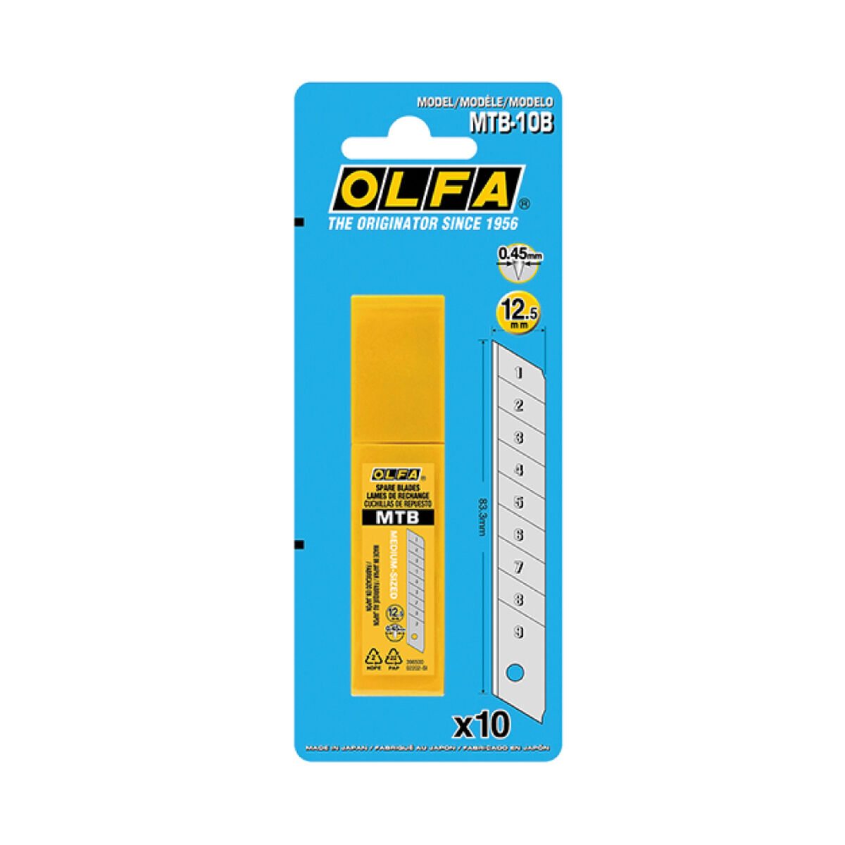 Hoja de Cuchilla Olfa mtb-10b 12,5 mm troceable 10 Unidades