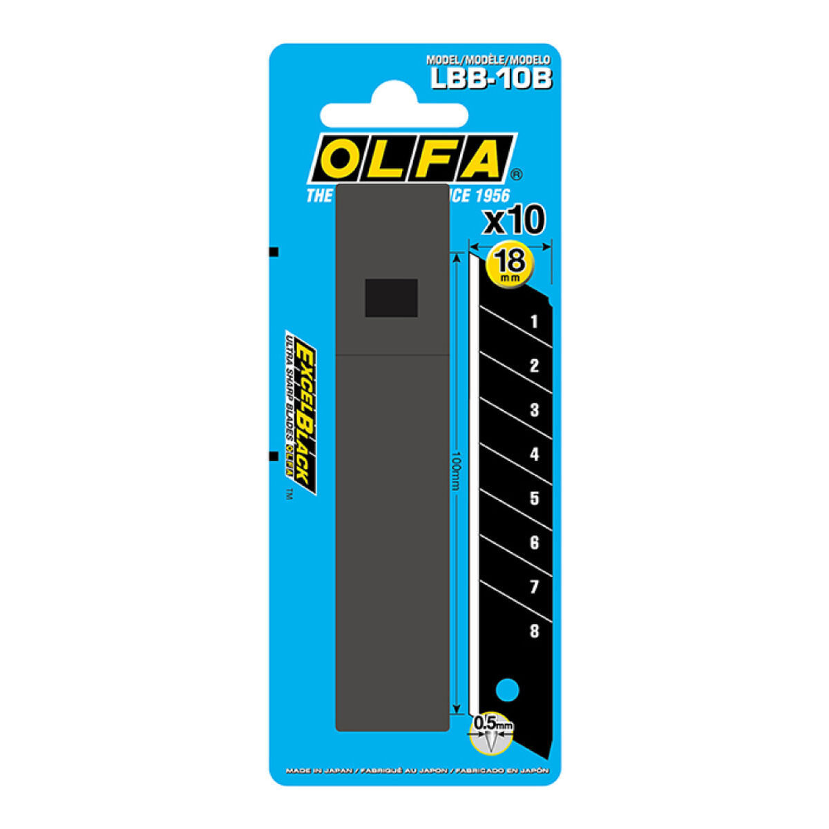 Hoja de Cuchilla Olfa lbb-10b 18 mm troceable 10 Unidades