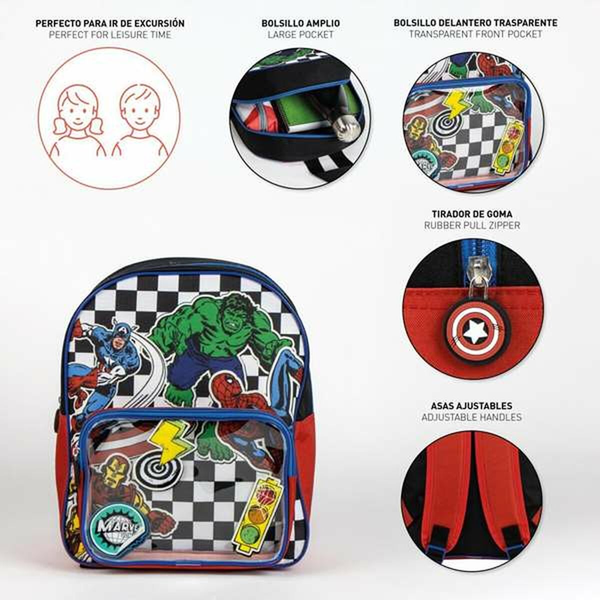 Mochila Escolar The Avengers Negro