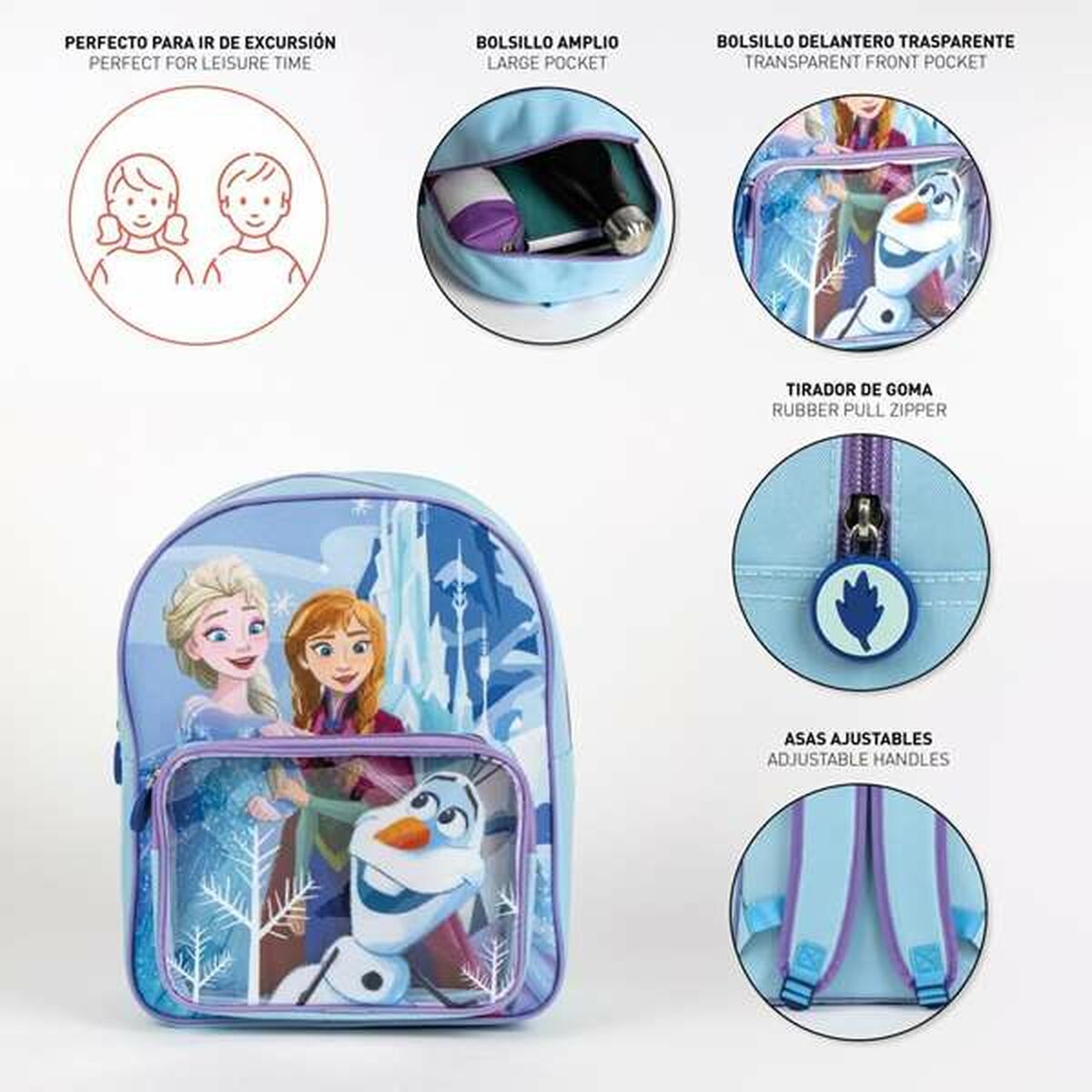 Mochila Escolar Frozen Azul