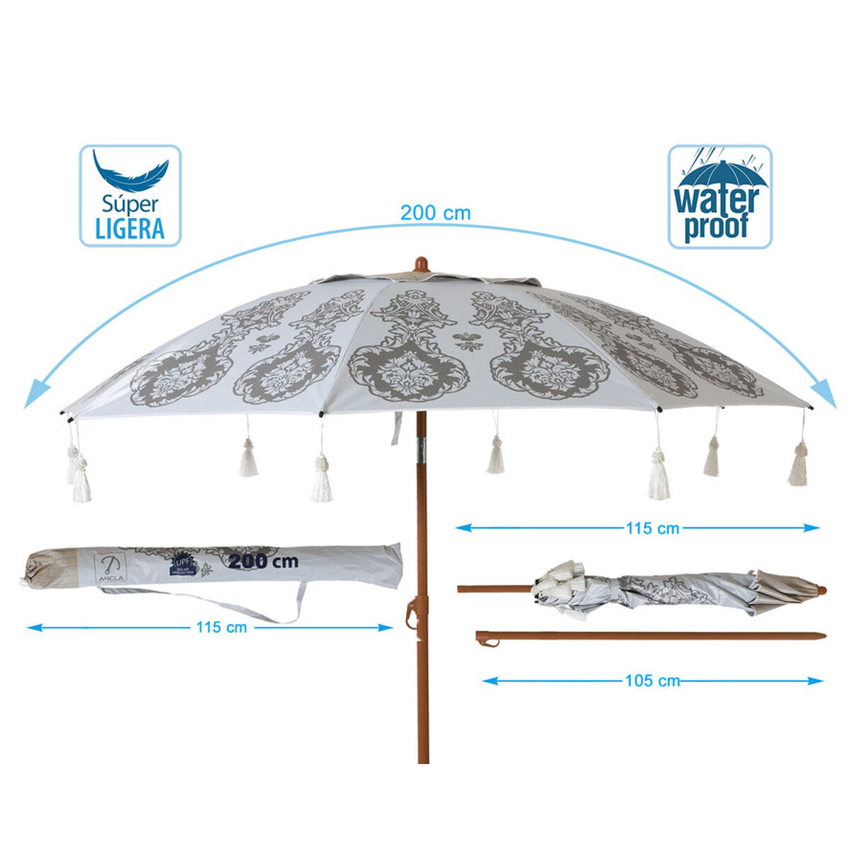 Sombrilla de playa Ø 200 cm SPF50+ Oriental