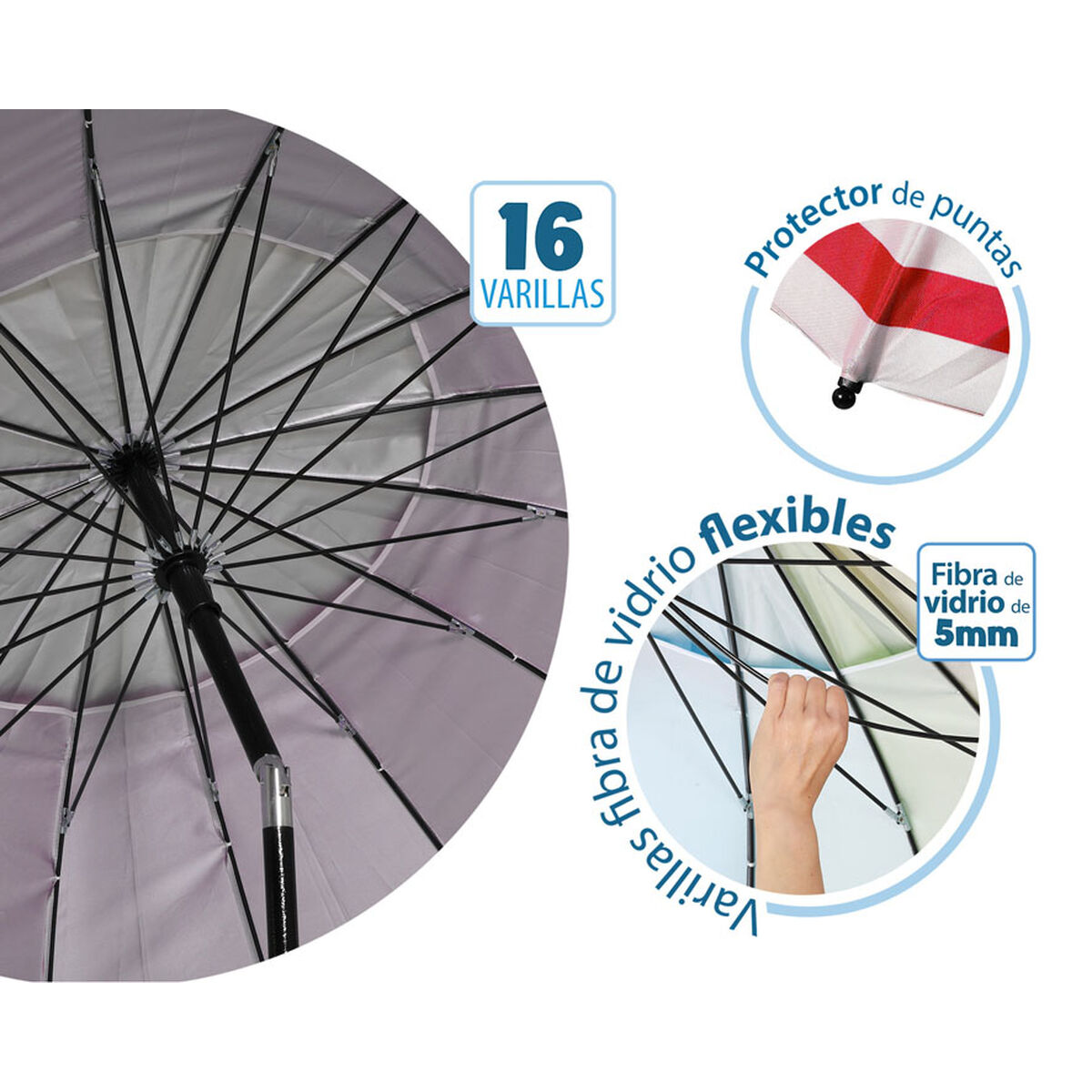 Sombrilla de playa Rojo Ø 220 cm SPF50+ Ancla