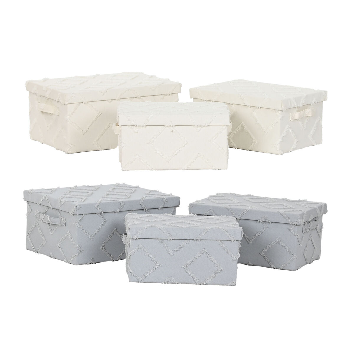Juego de Cajas Decorativas Home ESPRIT Gris Crema 40 x 30 x 20 cm 3 Piezas (2 Unidades)
