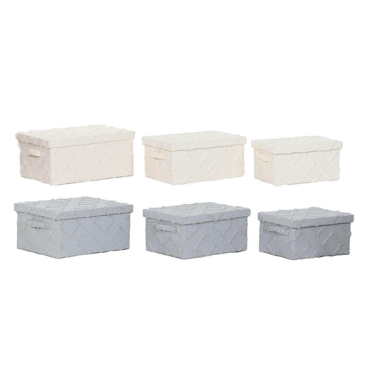 Juego de Cajas Decorativas Home ESPRIT Gris Crema 40 x 30 x 20 cm 3 Piezas (2 Unidades)