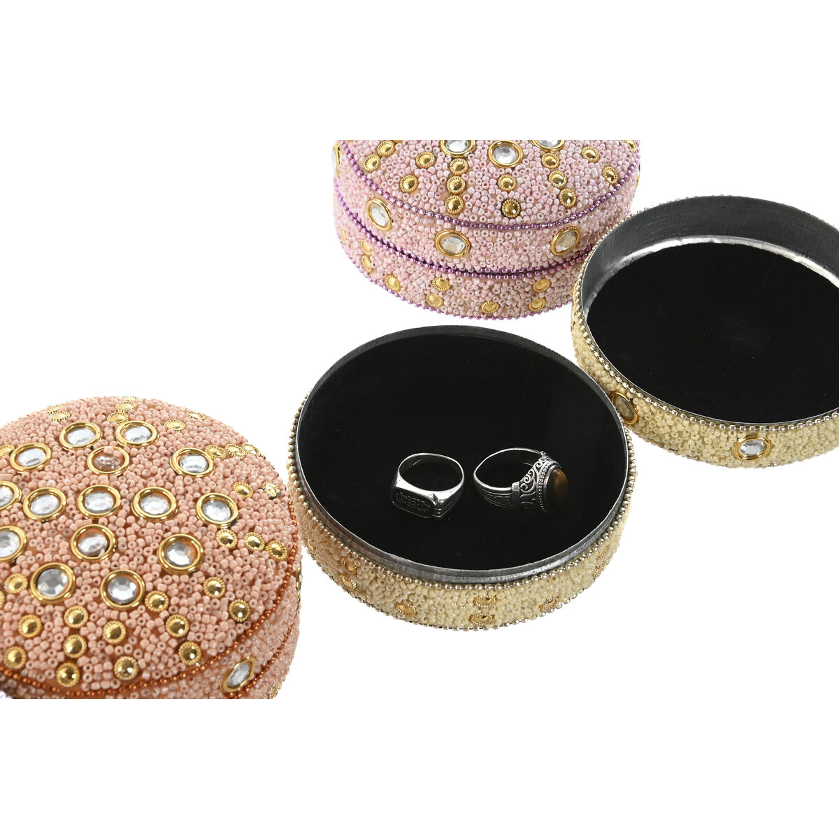 Caja-Joyero Home ESPRIT Amarillo Naranja Rosa Lila Aluminio 10 x 10 x 5 cm (6 Unidades)