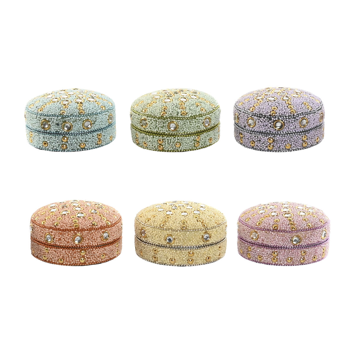 Caja-Joyero Home ESPRIT Amarillo Naranja Rosa Lila Aluminio 10 x 10 x 5 cm (6 Unidades)