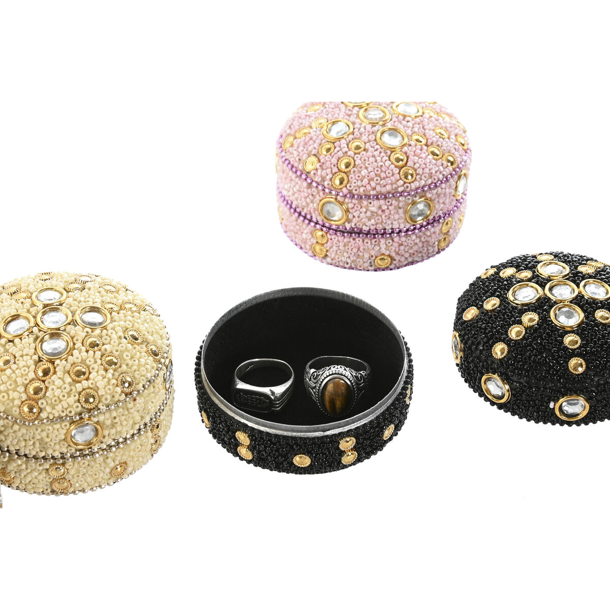 Caja-Joyero Home ESPRIT Amarillo Azul Naranja Rosa Aluminio 7,5 x 7,5 x 5 cm (8 Unidades)