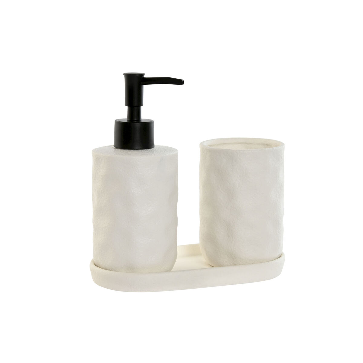 Set de Baño Home ESPRIT Blanco ABS Dolomita 17,5 x 9,5 x 18 cm 3 Piezas