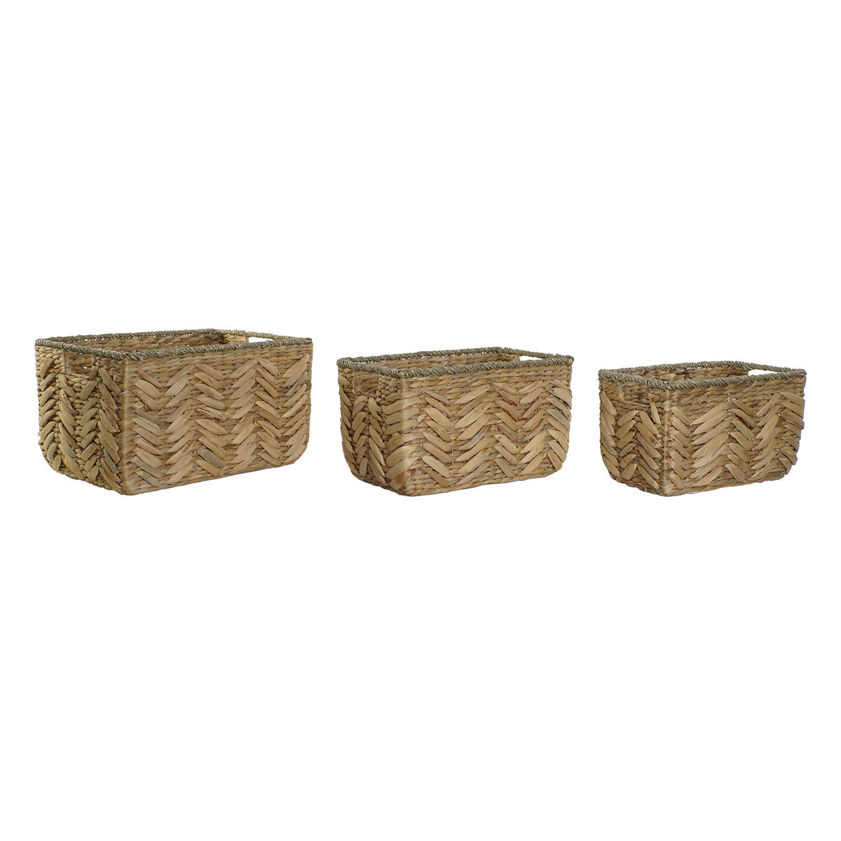 Juego de Cestas Home ESPRIT Natural Hierba marina Fibra natural Boho 44,5 x 32,5 x 27,5 cm 3 Piezas