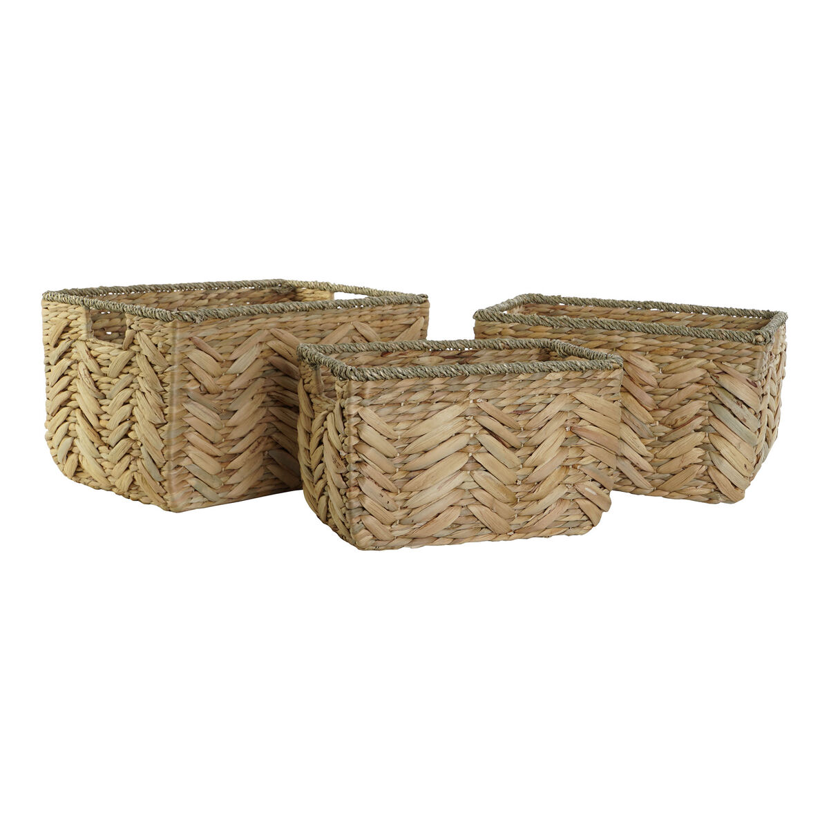 Juego de Cestas Home ESPRIT Natural Hierba marina Fibra natural Boho 44,5 x 32,5 x 27,5 cm 3 Piezas