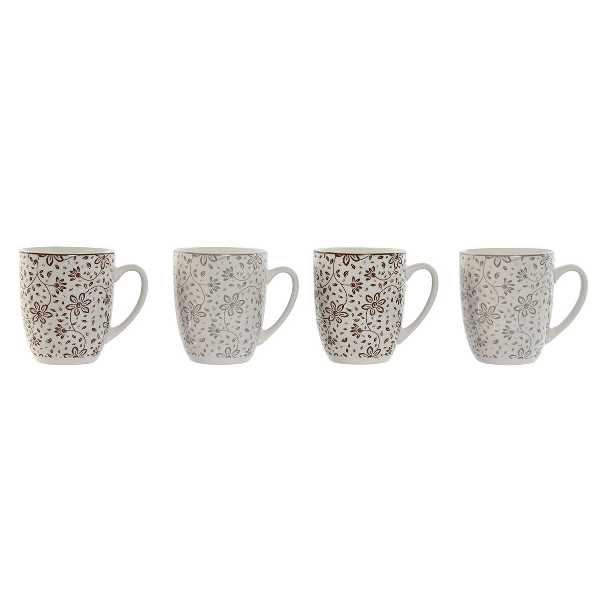 Juego de 4 Tazas Mug Home ESPRIT Marrón Beige Flores 340 ml