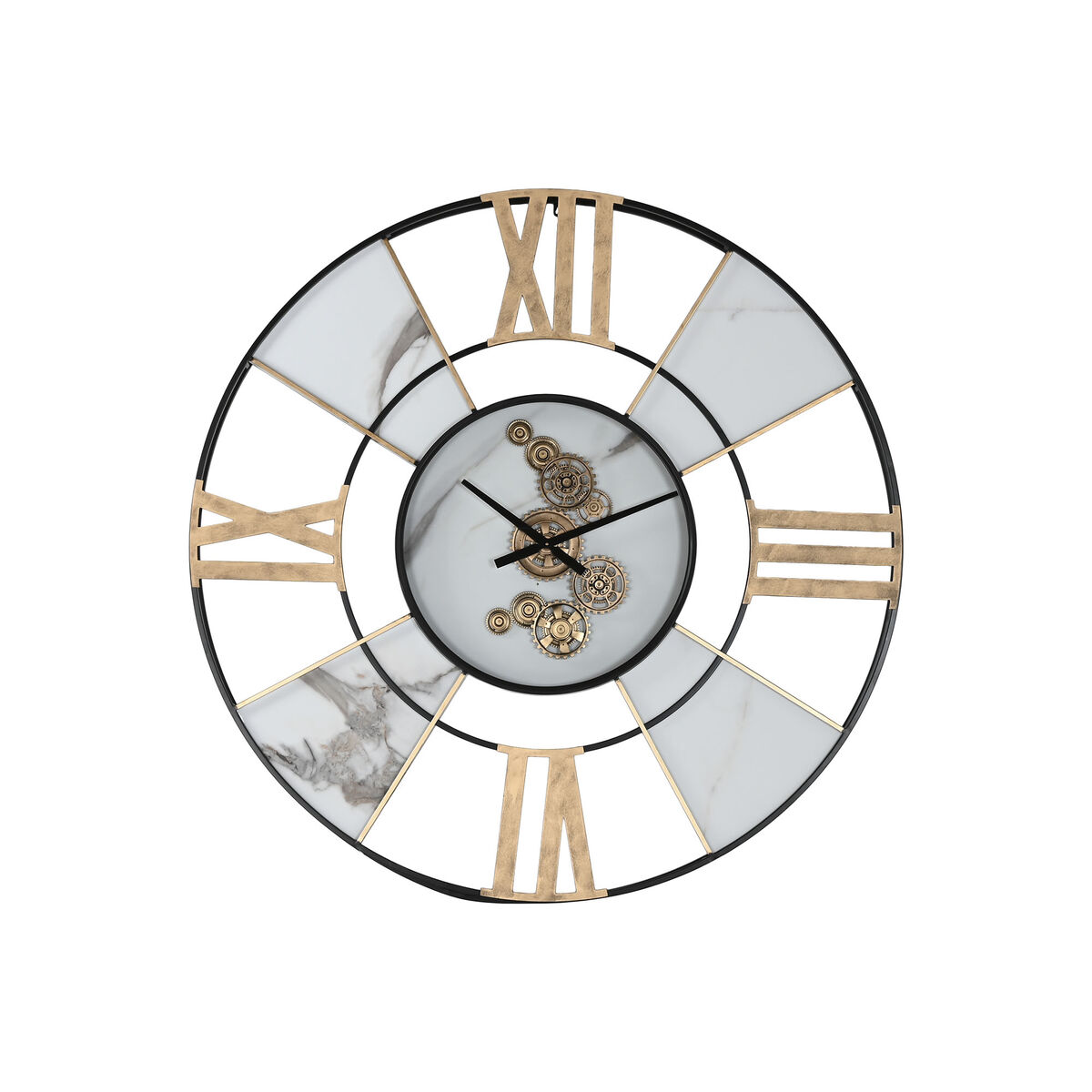 Reloj de Pared Home ESPRIT Blanco Negro Dorado Metal 142 X 9 X 142 cm