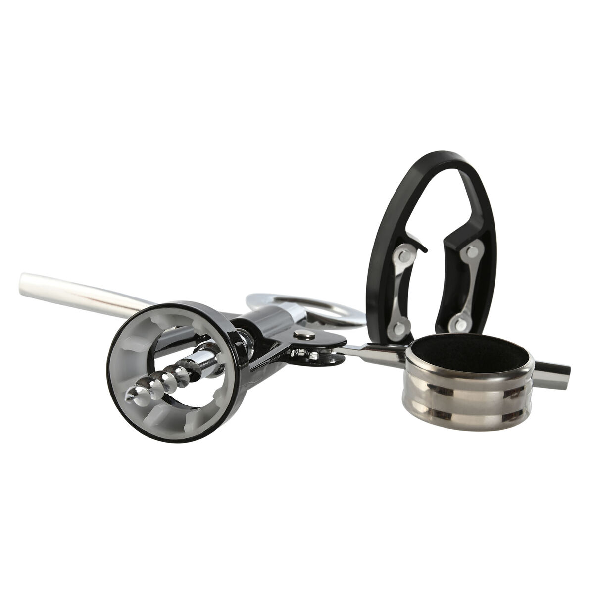 Set de Accesorios para Vino Home ESPRIT Negro Natural Acero Inoxidable Madera MDF 21 x 14,5 x 5,4 cm