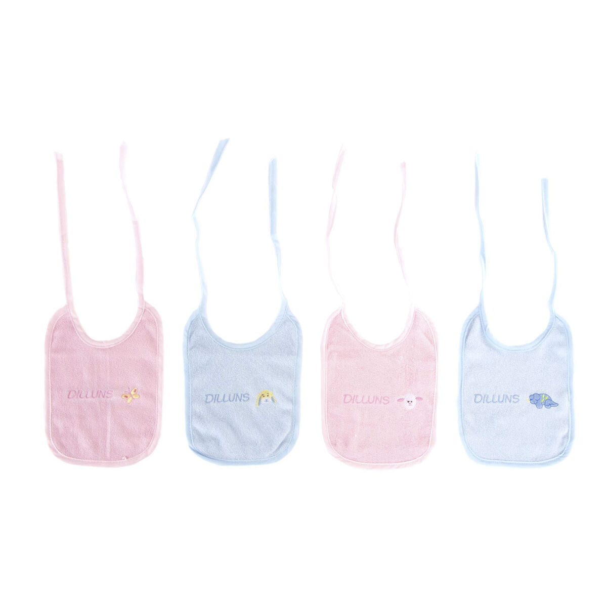 Set de Baberos Home ESPRIT Rosa Azul cielo Algodón 19 x 29 x 3 cm (4 Unidades)