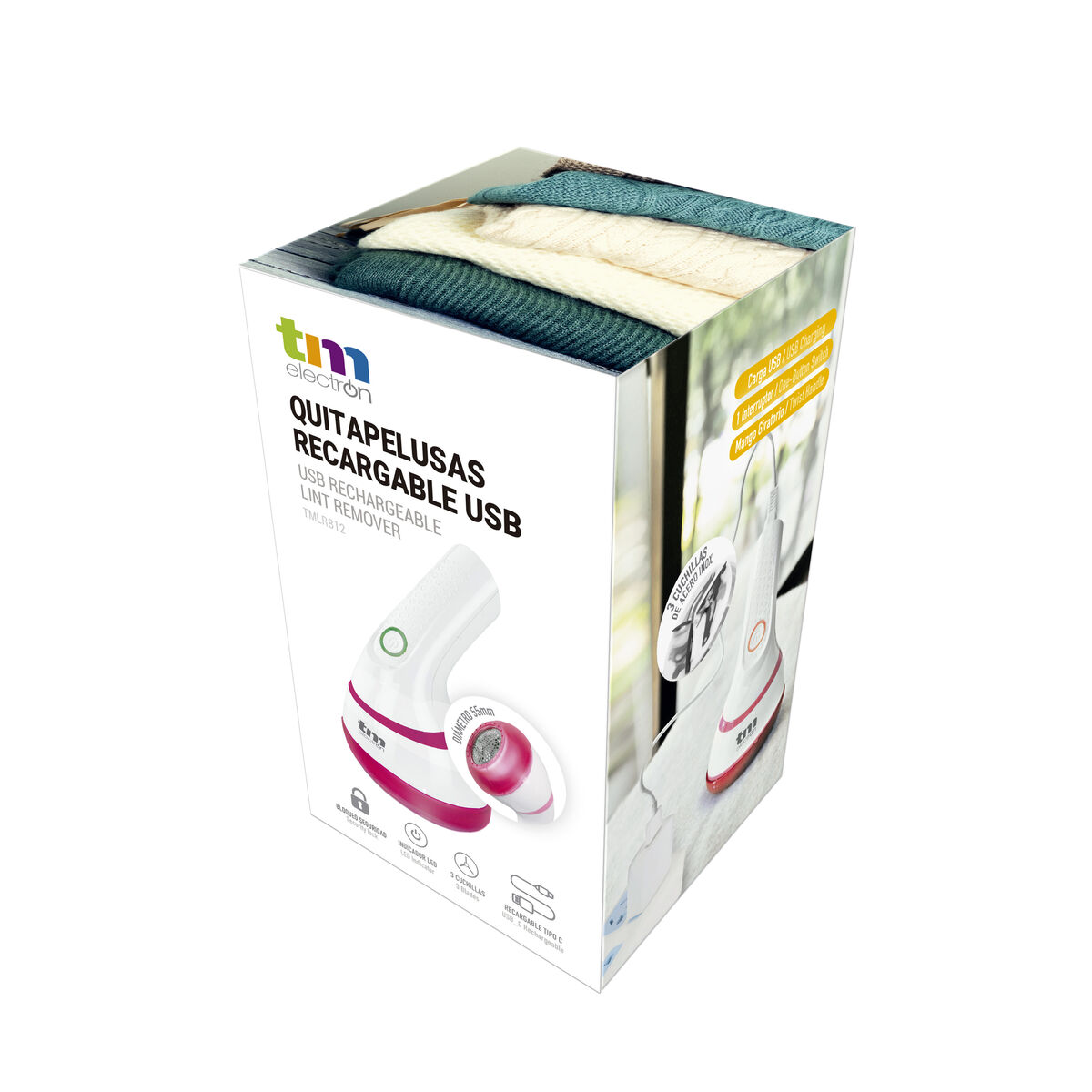 Quitapelusas Eléctrico Recargable TM Electron Blanco Compacto