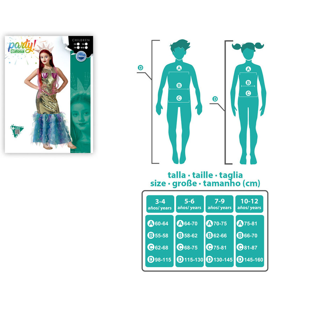 Disfraz para Niños Sirena 10-12 Años