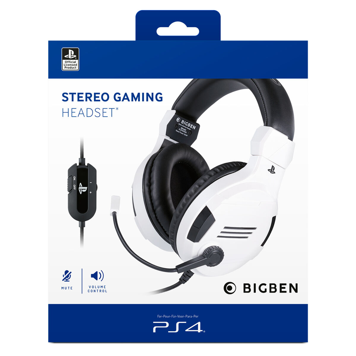 Auriculares con Micrófono Gaming Big Ben Interactive PS4OFHEADSETV3WHITE Blanco Negro/Blanco