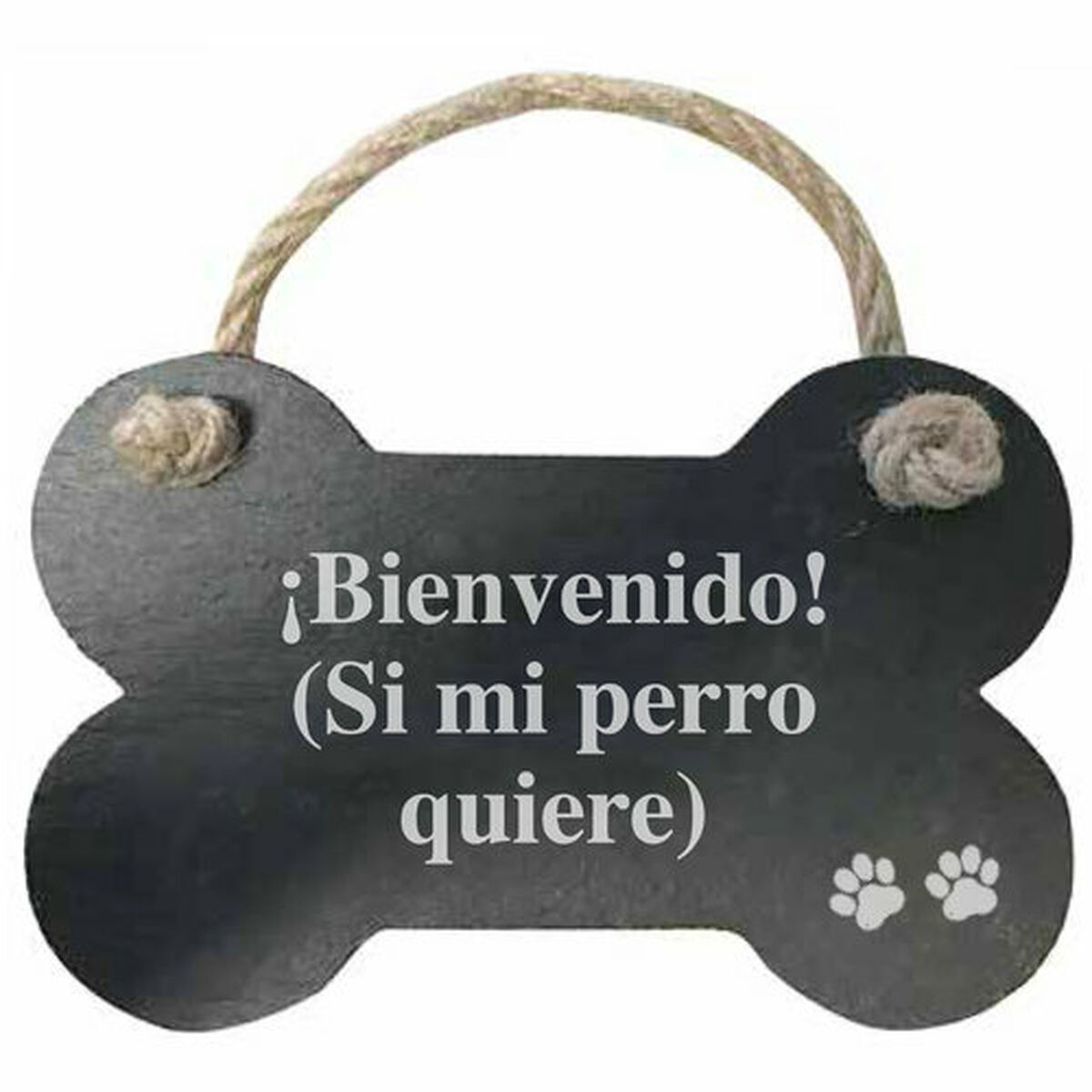 Decoración Colgante Magnet & Steel Bienvenido (si mi perro quiere) Hueso Pizarra Cuerda