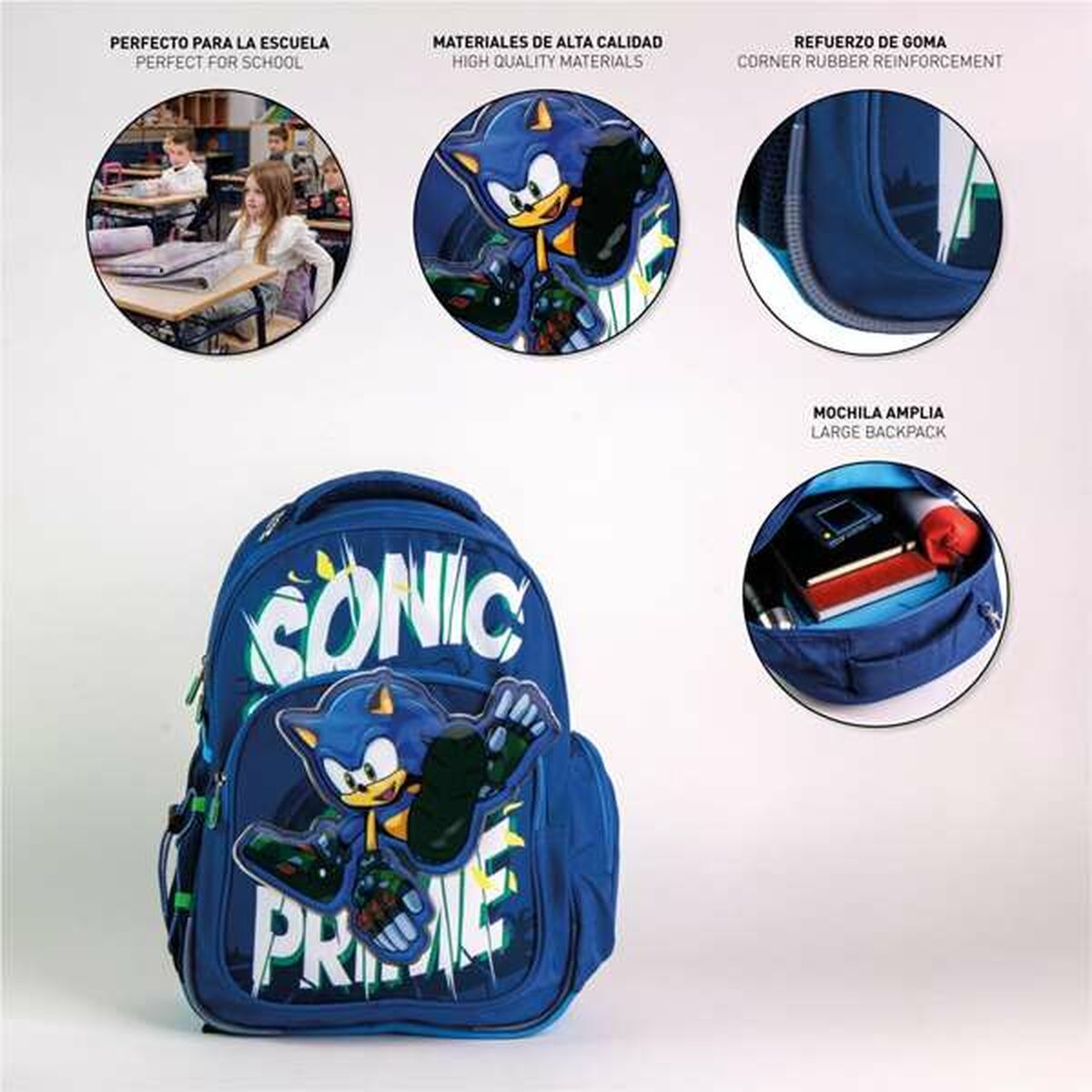 Mochila Escolar Sonic Azul oscuro