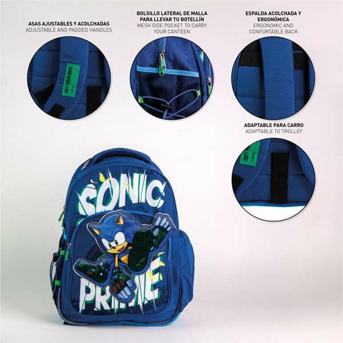 Mochila Escolar Sonic Azul oscuro